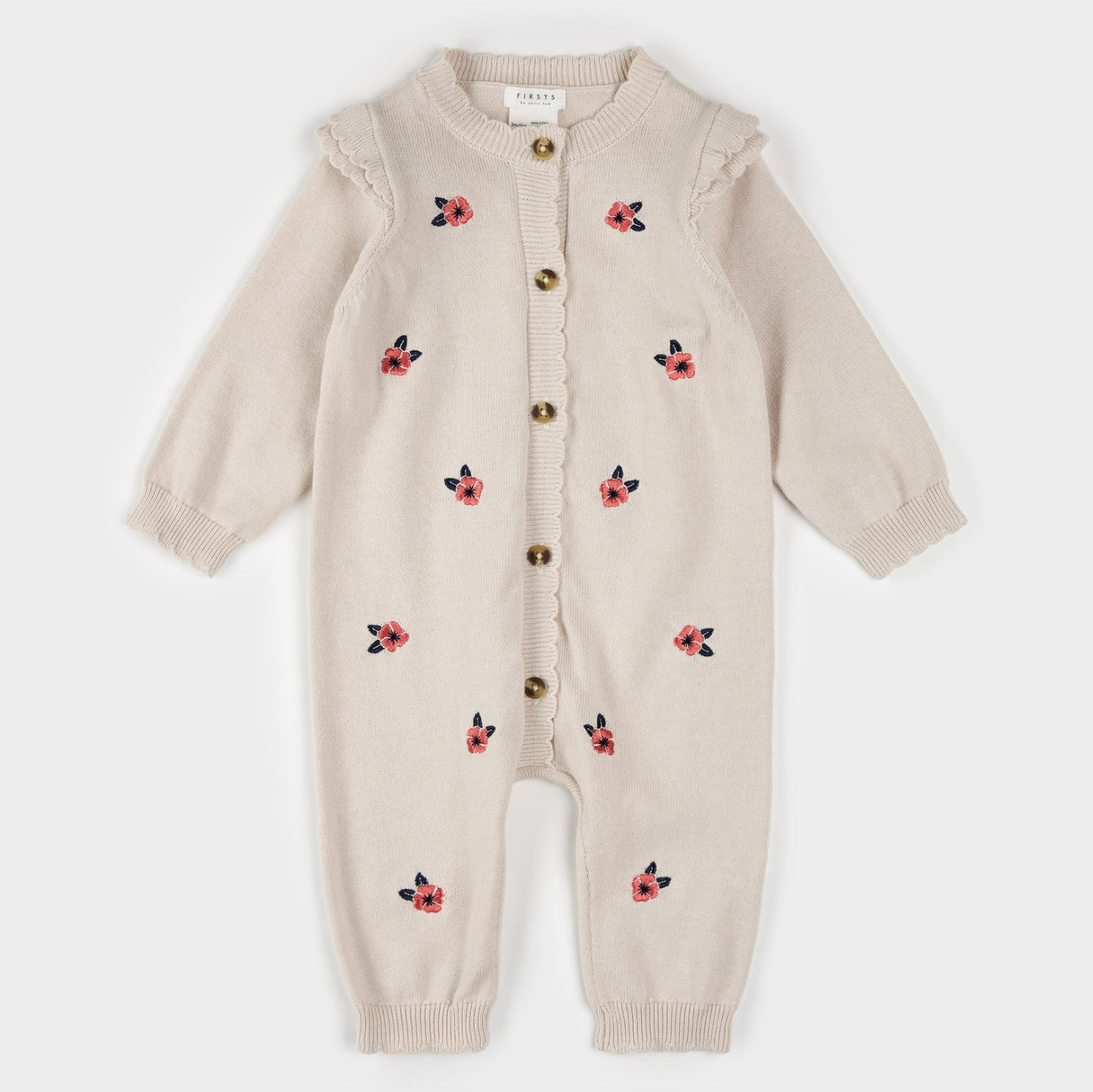 Poppy Print on Beige Sweater Knit Playsuit