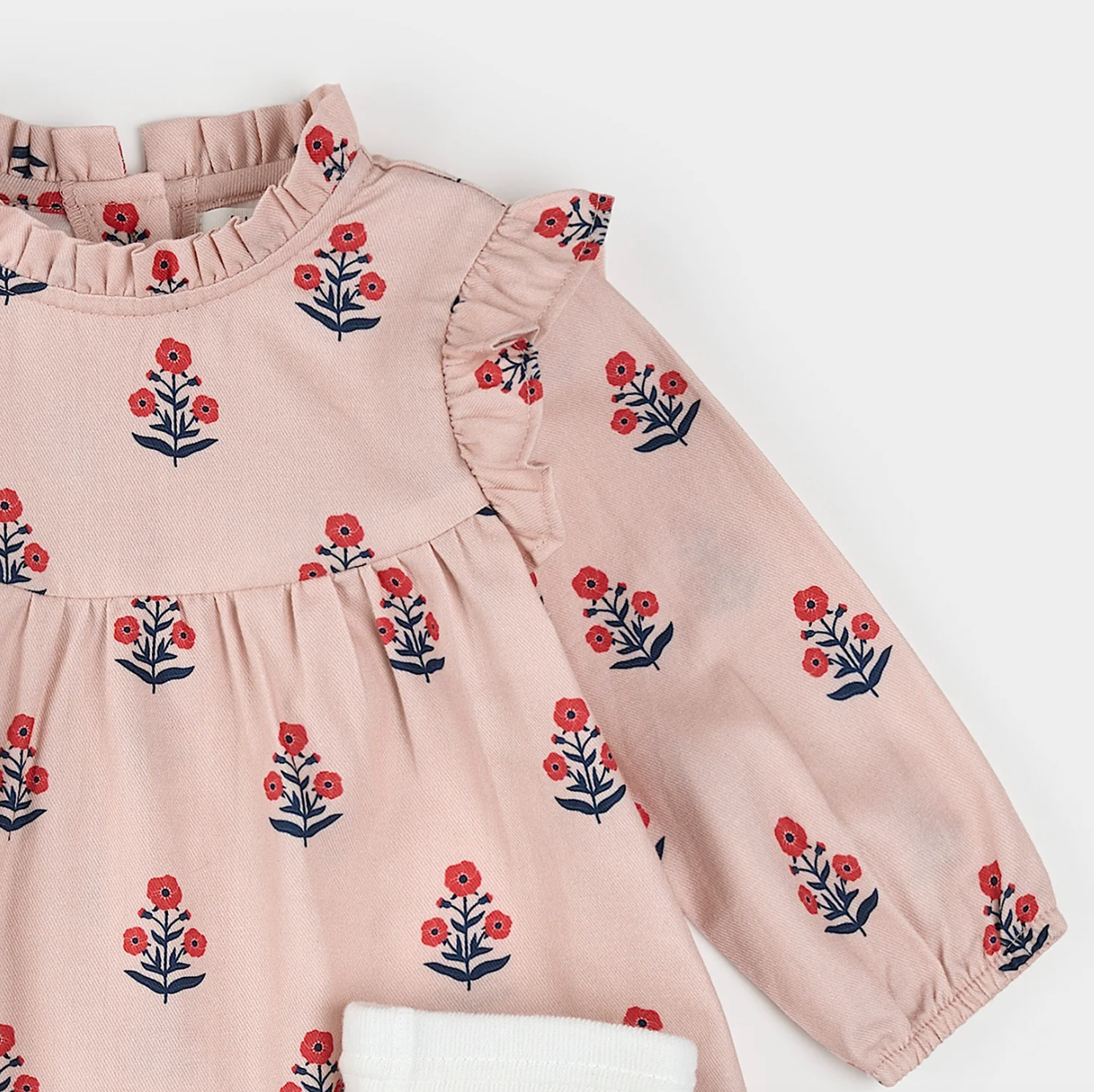 Poppy Print on Rose Brushed Twill Dress Set