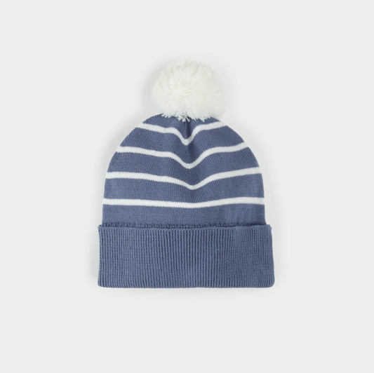 Denim Blue Striped Knit Hat