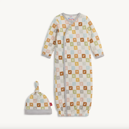 Checkmate Organic Cotton Gown & Hat Set