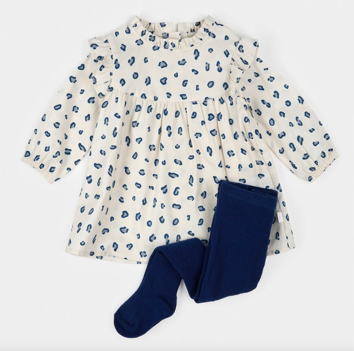 Snow Leopard Print on Brushed Twill Dress Set