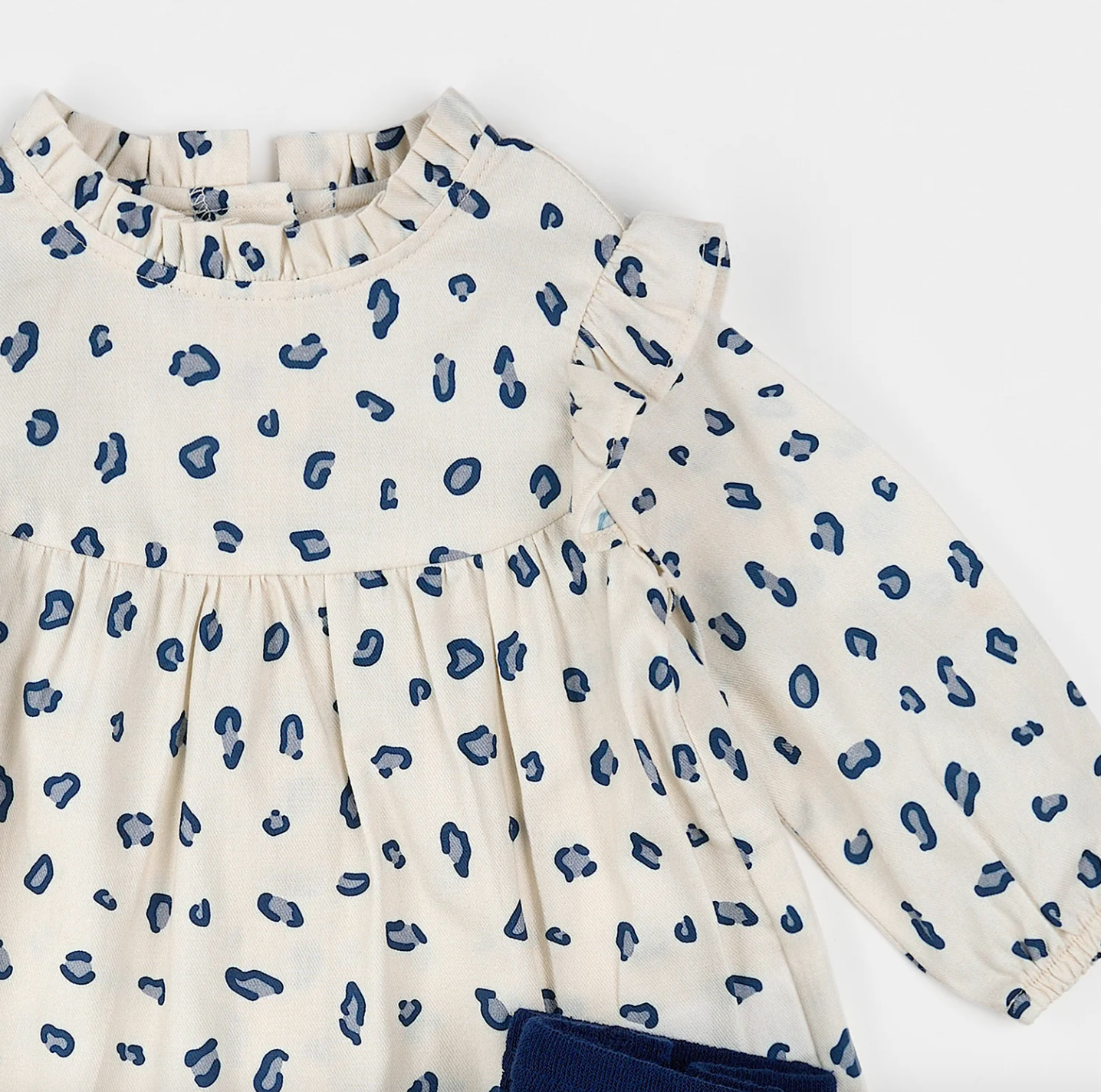 Snow Leopard Print on Brushed Twill Dress Set