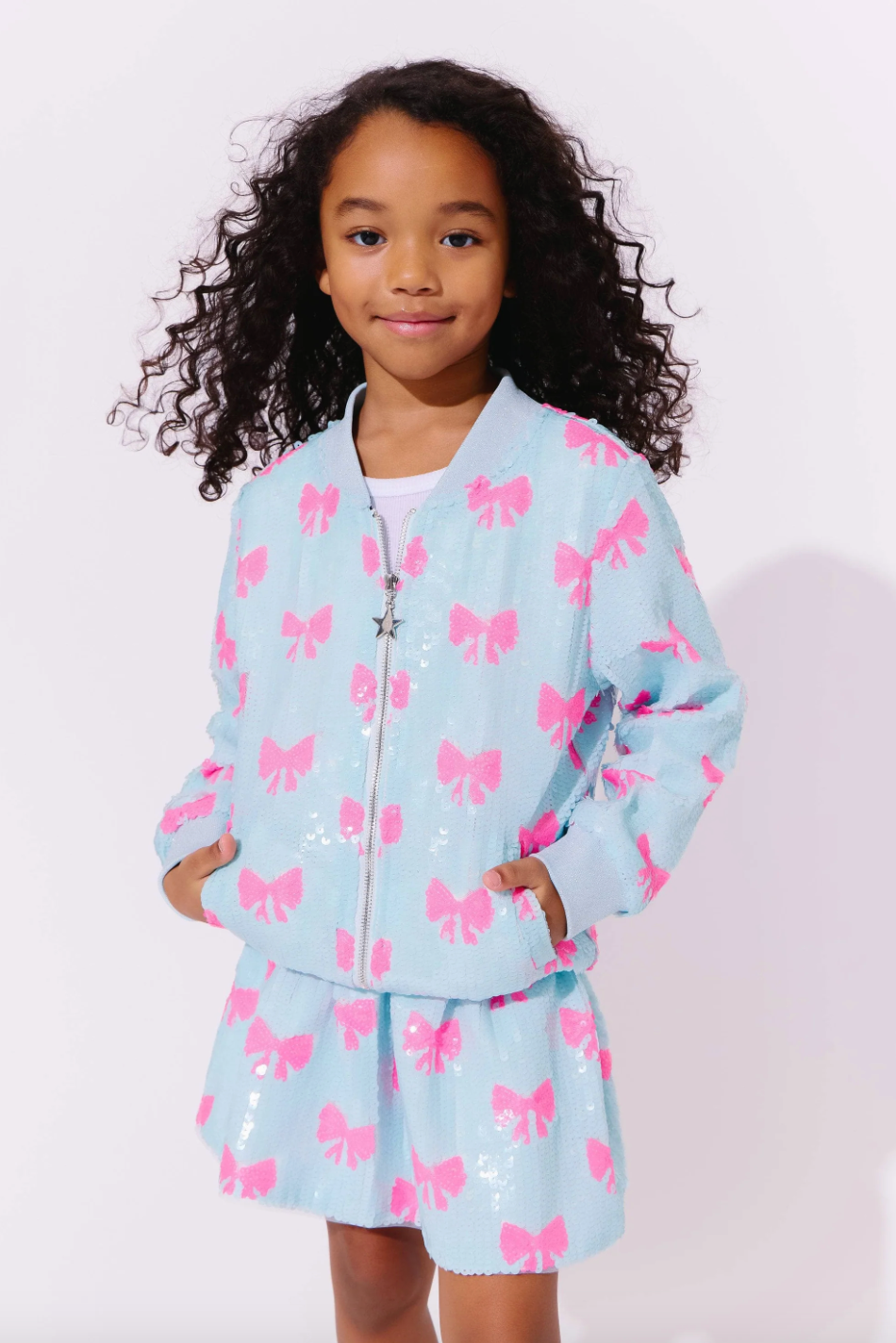 Pretty in Bows Sequin Bomber