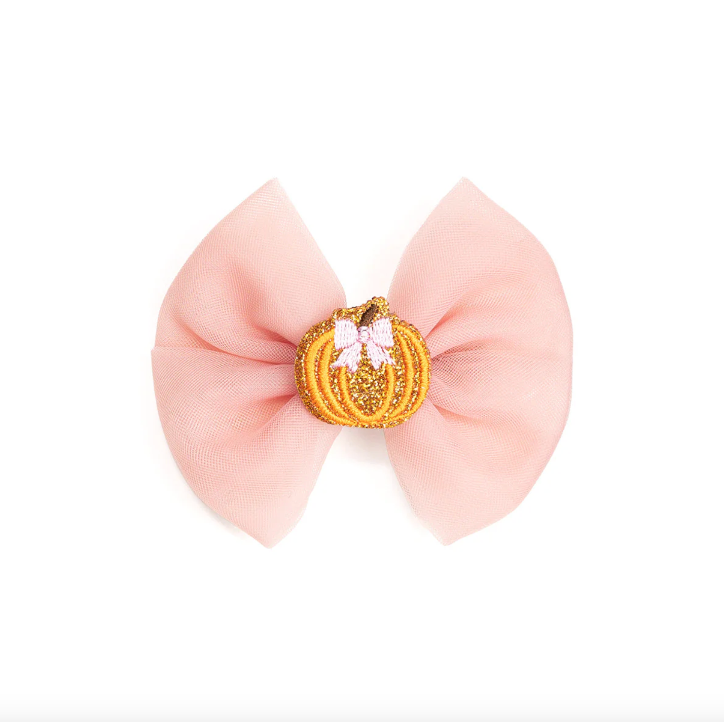 Pumpkin Tulle Bow Clip