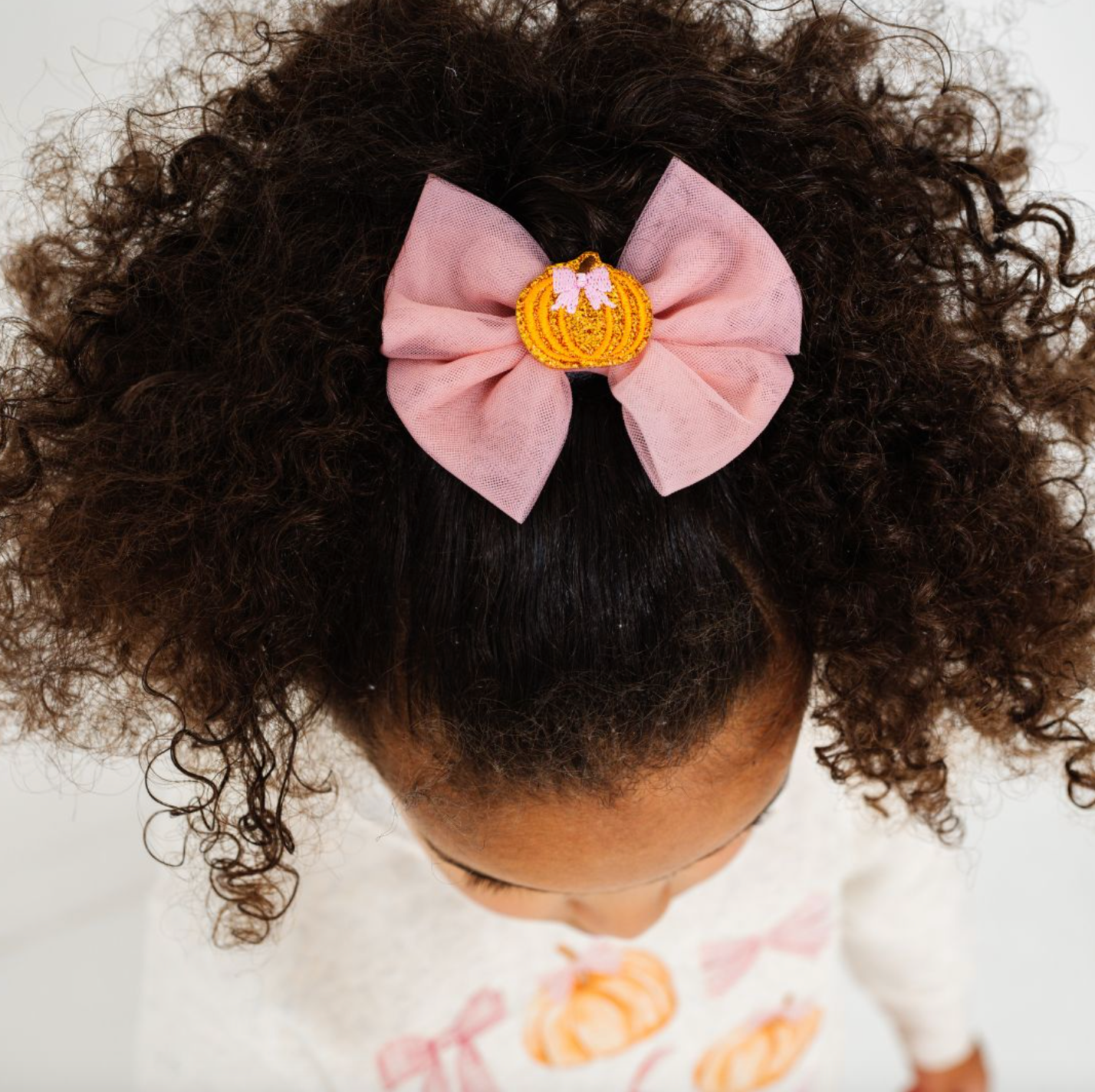 Pumpkin Tulle Bow Clip