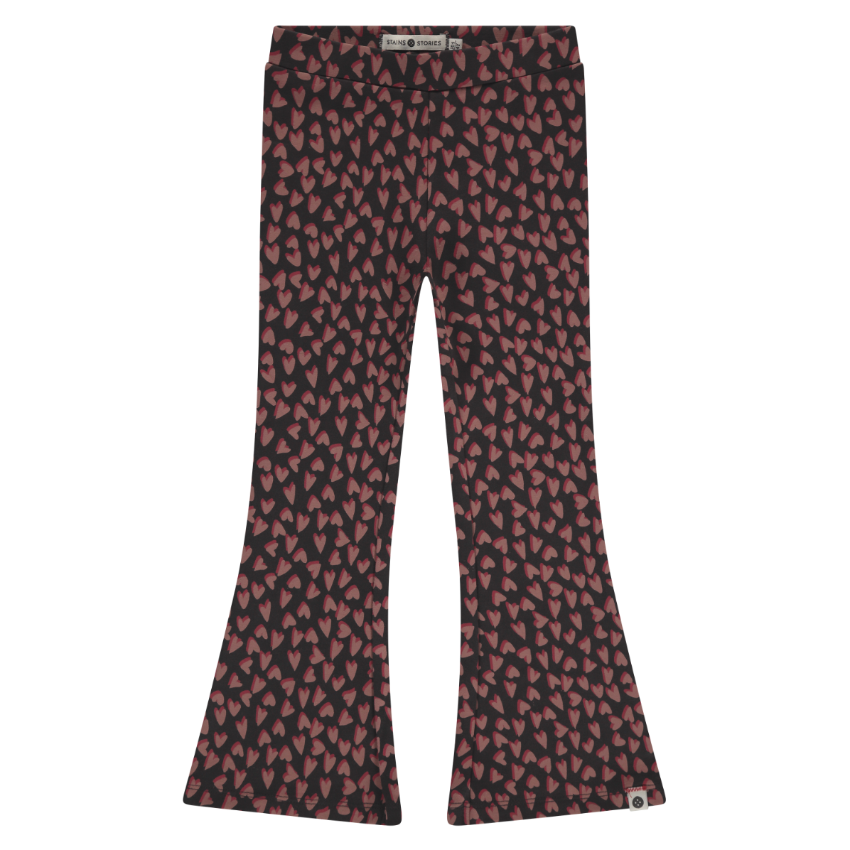 Black Multi Color Heart Flare Legging