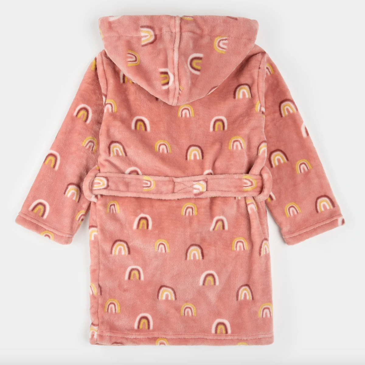 Rainbow Print on Pink Plush Robe