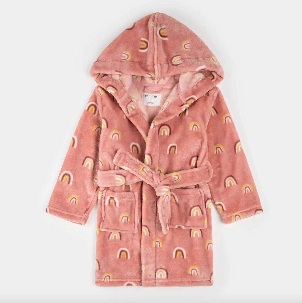 Rainbow Print on Pink Plush Robe