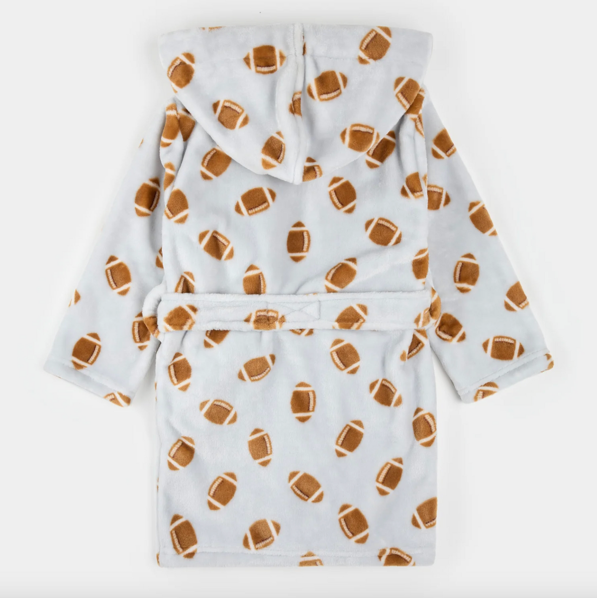 Football Print on Light Grey Plush Robe