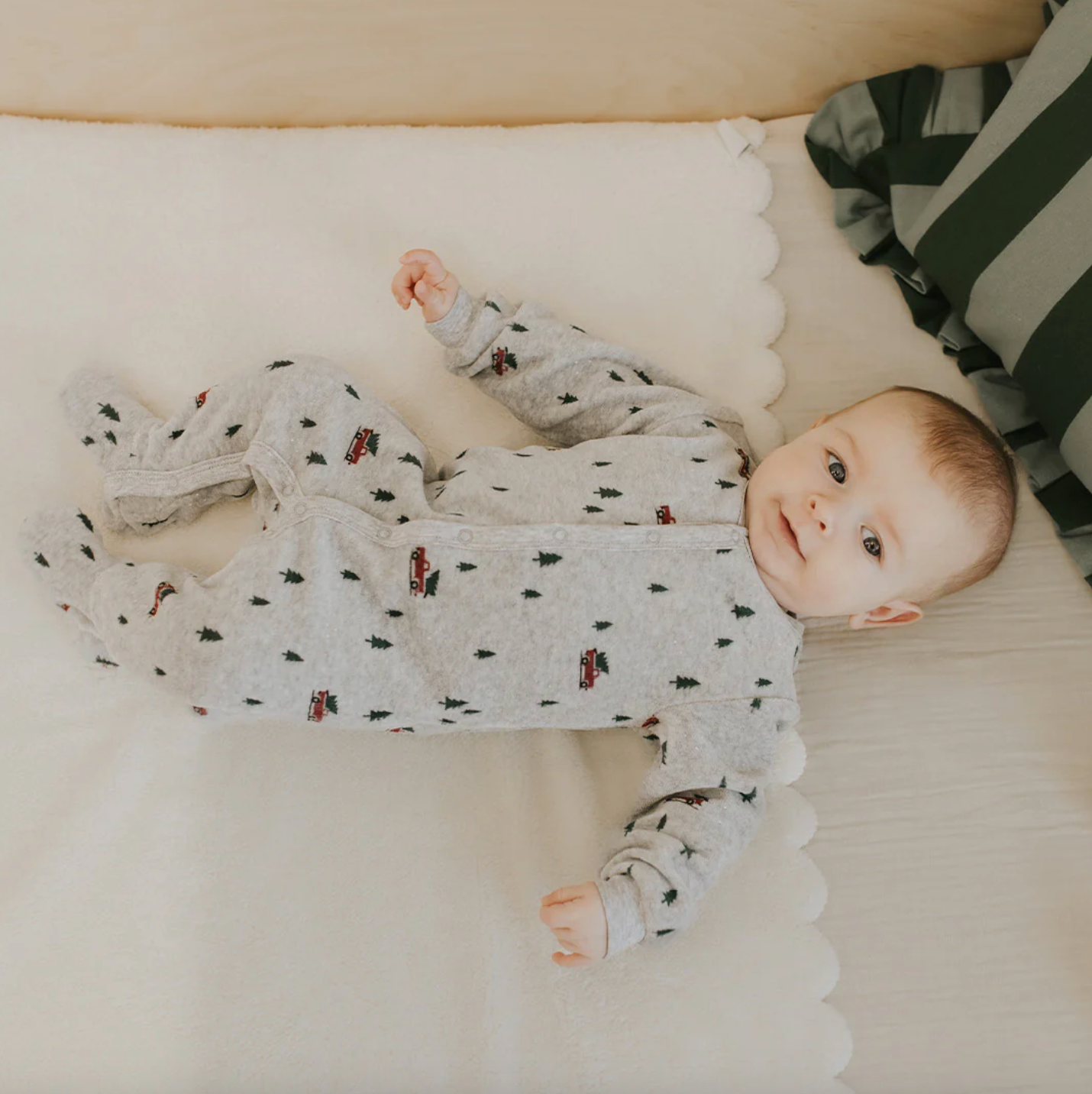 Velour Festive Truck on Heather Grey Sleeper