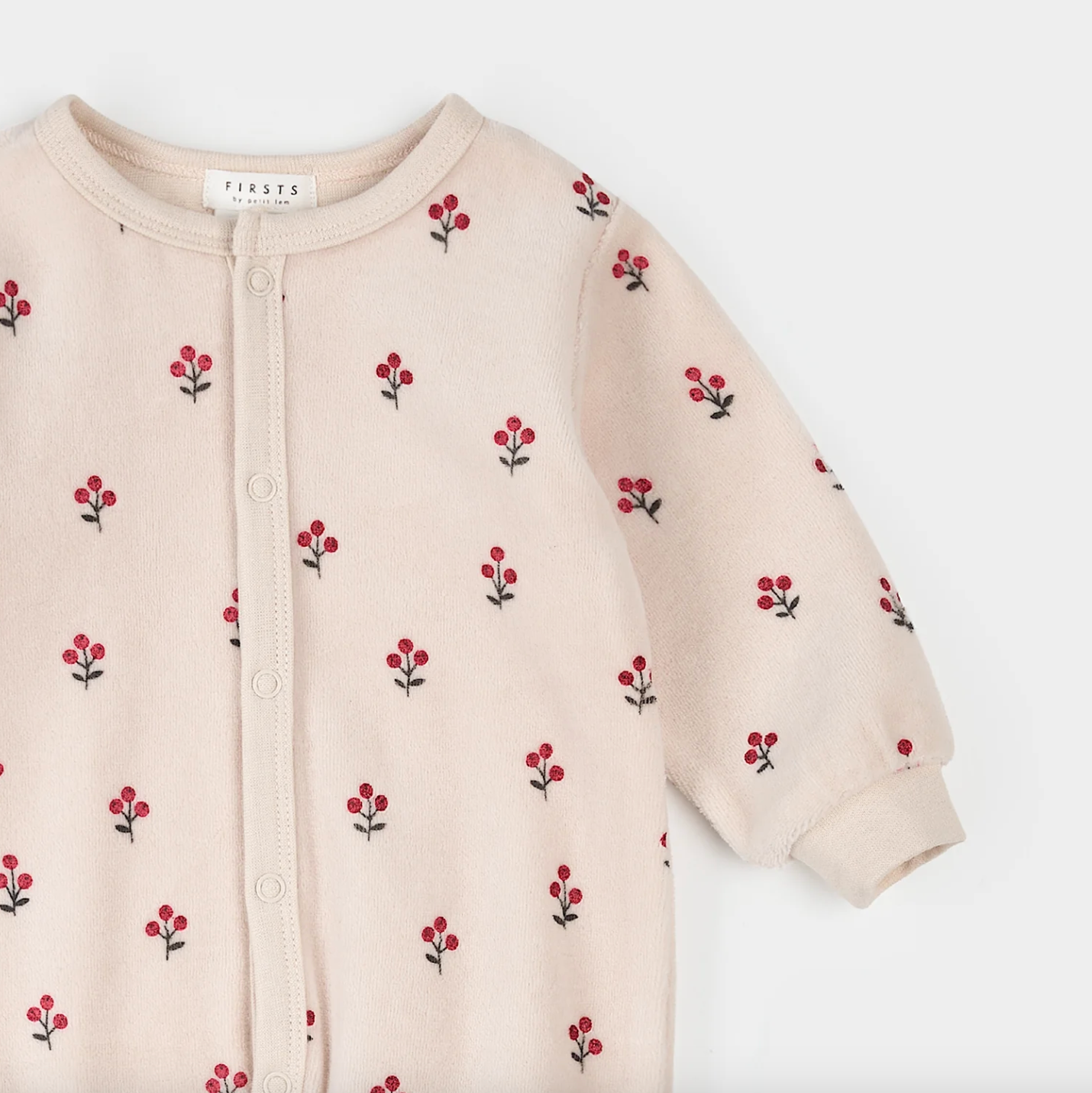 Velour Winterberry Print on Light Pink Sleeper