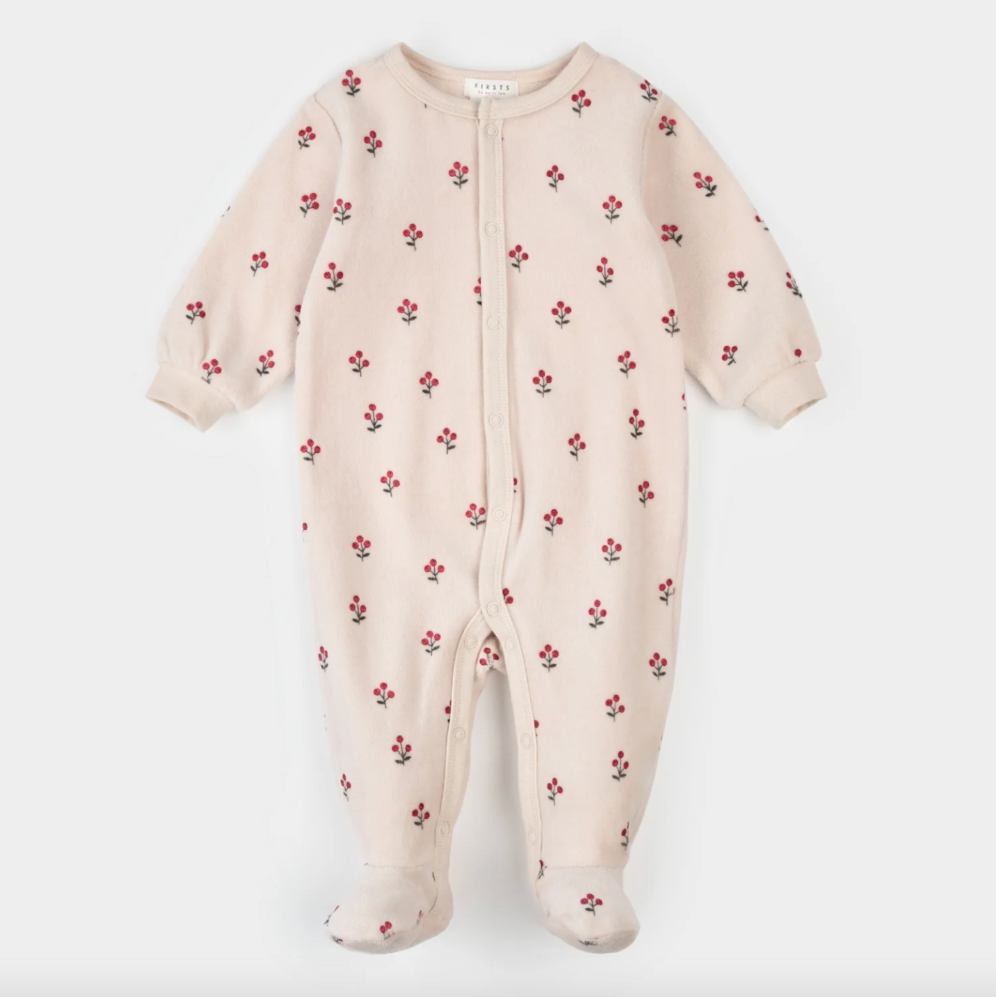 Velour Winterberry Print on Light Pink Sleeper