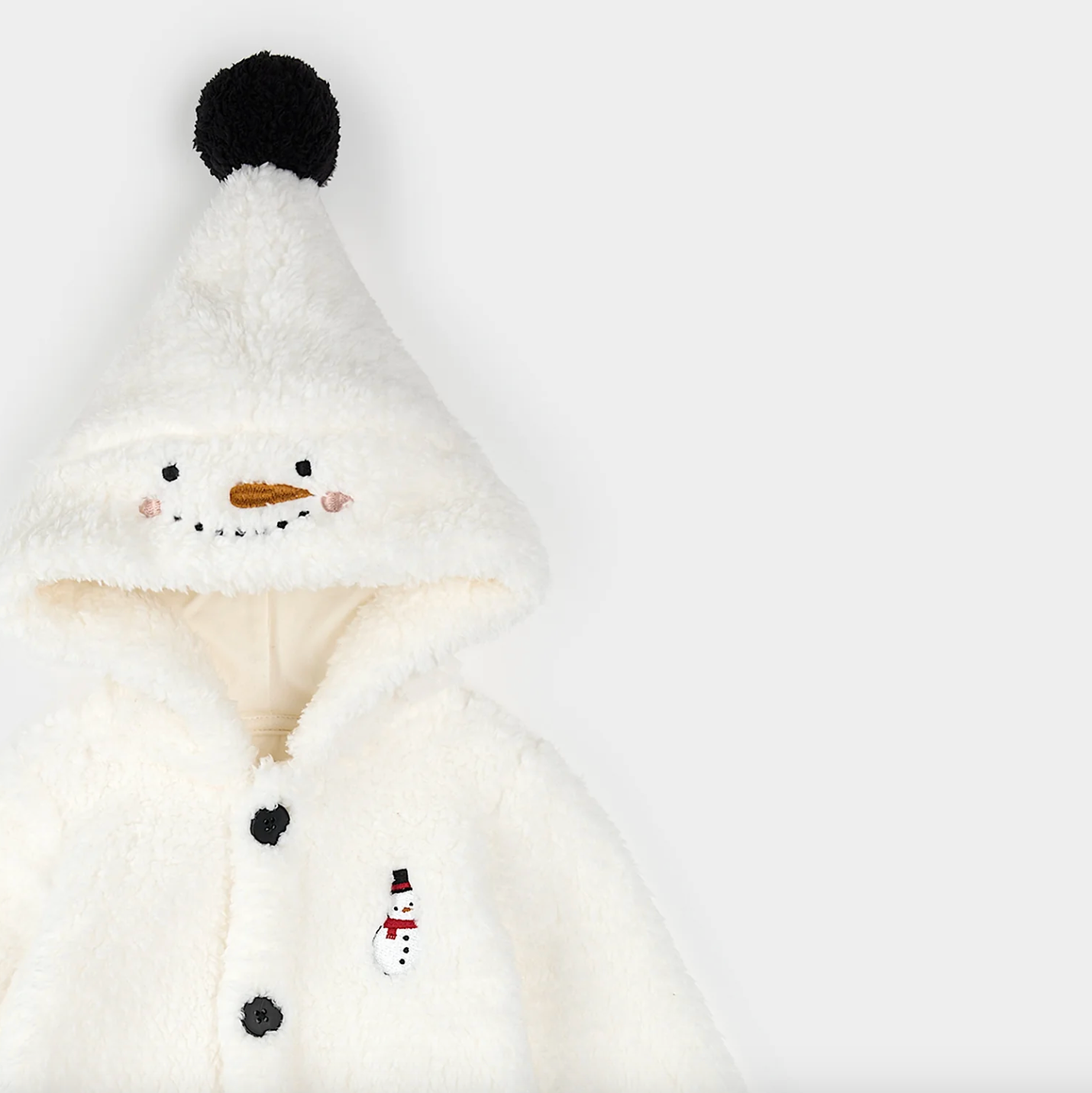 Snow Cute Snowman on Off-White Sherpa Playsuit