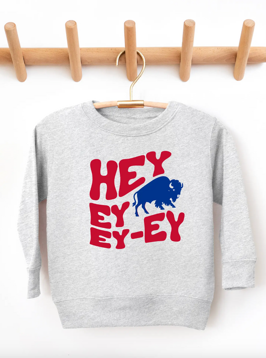 Hey Ey Ey Ey Buffalo Bills Sweatshirt -Heathered Grey