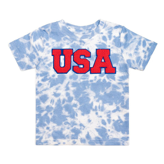 USA patch short sleeve tie dye tee