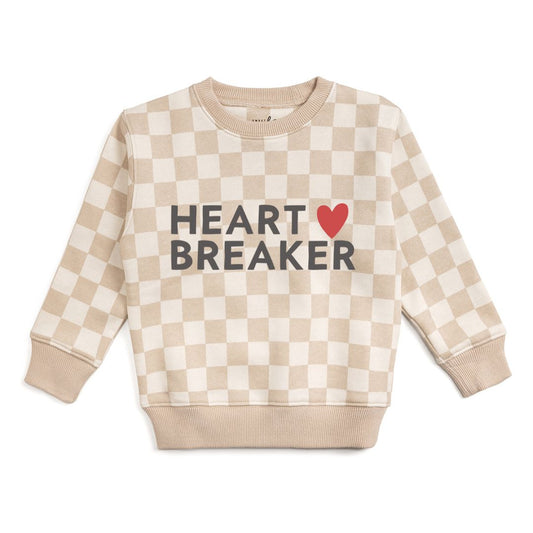 Heartbreaker Checkered Valentine's Day Sweatshirt - Natural