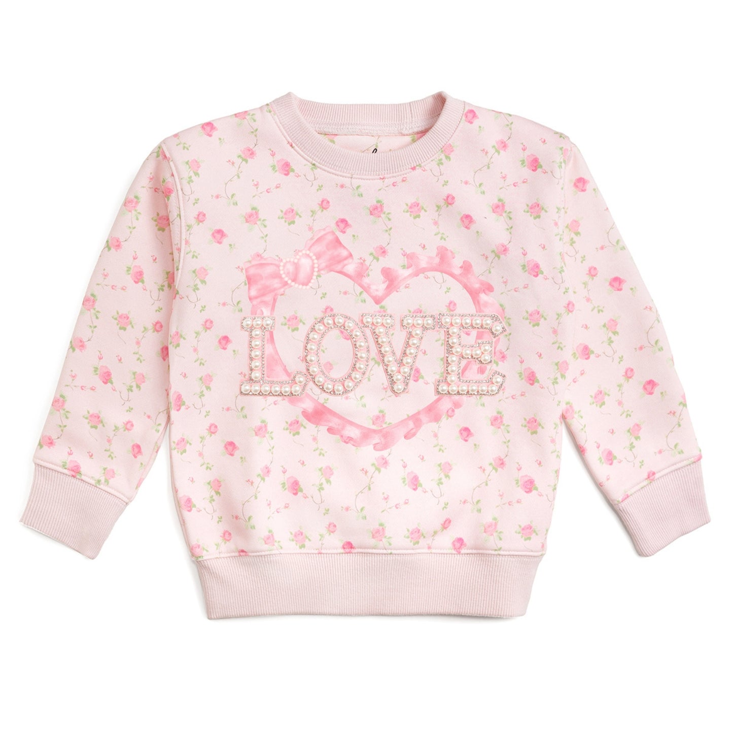 Pink Rose Love Patch Sweatshirt - Pink