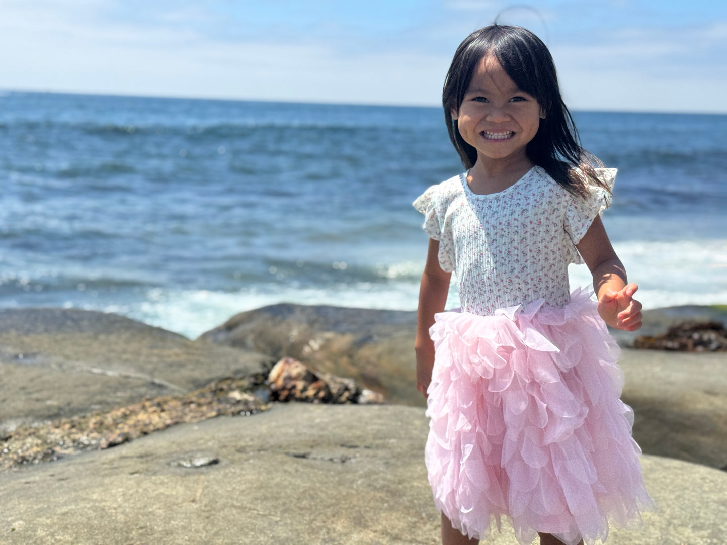 Pink Floral with Tulle Dixie Dress