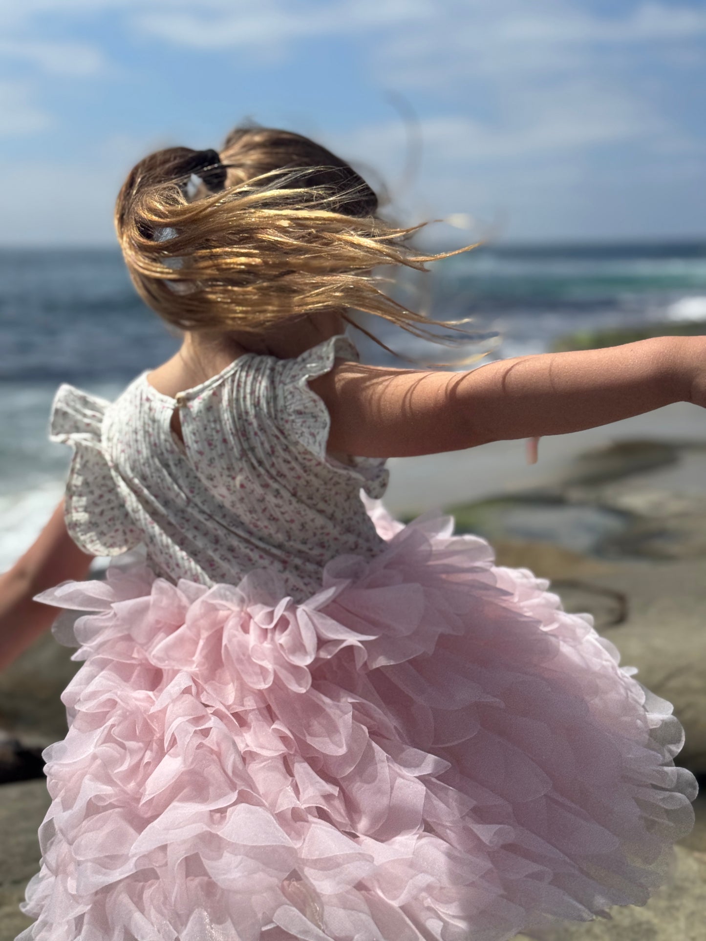 Pink Floral with Tulle Dixie Dress