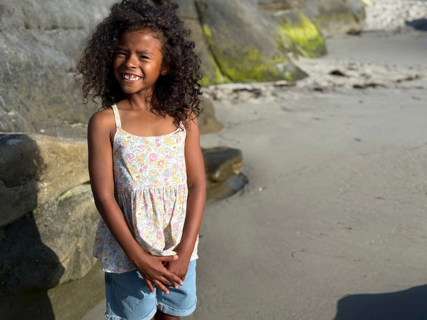 Yellow Retro Floral Katie Top