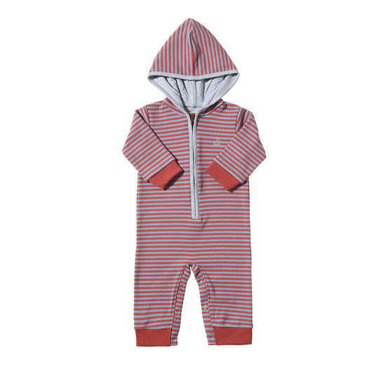 Blue/Rust Cosy Blaine Hooded Romper